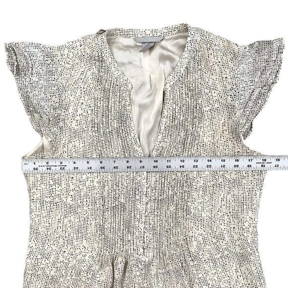 H&M | Ruffled Tie Belt V Neck Chiffon Dress | Off White | Size: 10 - Picture 7 of 9